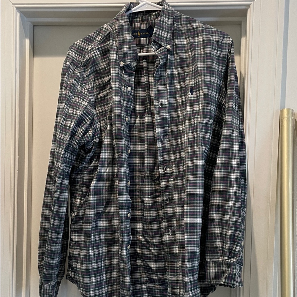 Ralph Lauren Men's Plaid Button Down Shirt - Black, White, Green